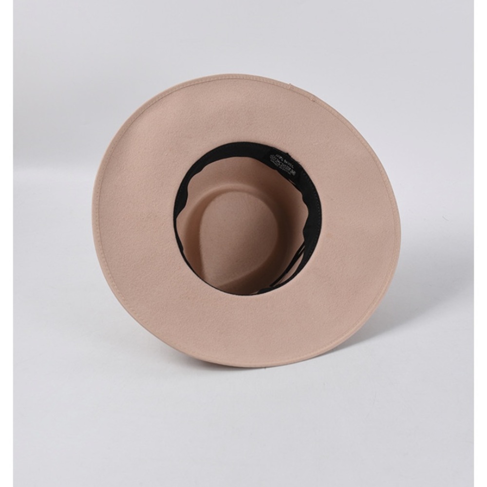 Light Taupe Wide Brim Grosgrain Band Panama Hat - Picture 10 of 10